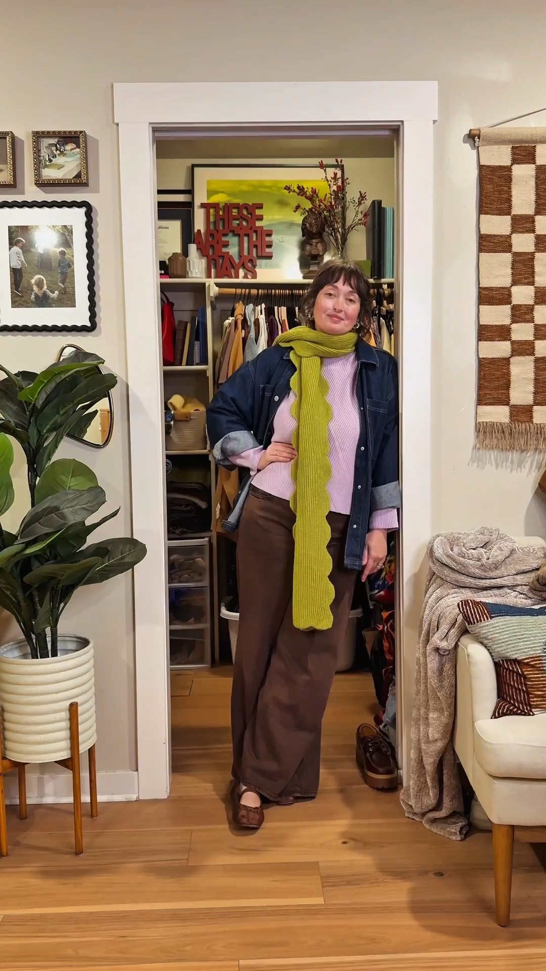 I got a size 32/12 in the espresso brown jeans, the jacket is an XL, the purple sweater is old but I linked some pretty close equivalents below as well as some varied pricing. The green scallop scarf is everything too.

#LTKCyberWeek #LTKmomlife #LTKMidsize