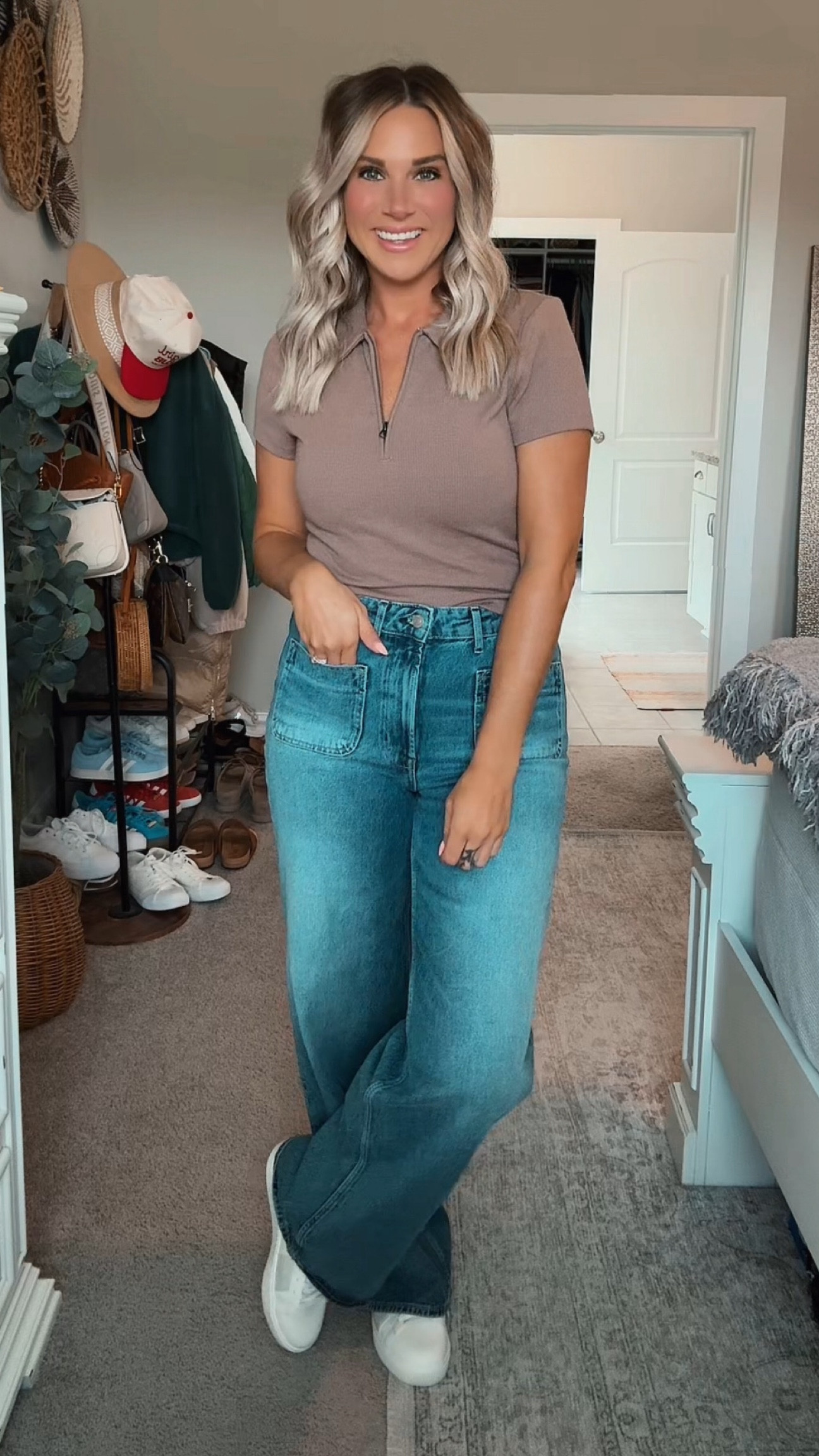 Casual mom outfit from Walmart! TTS this half zip brown sweater and jeans are a perfect transition to fall #walmart #walmartfashion #walmartpartner #affordablefashion

#LTKFindsUnder50 #LTKMidsize #LTKSeasonal