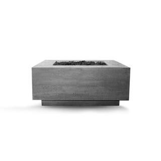 Santa Rosa 36 in. x 16 in. Square Concrete Liquid Propane Fire Pit in Pewter W/27 lbs. Bag of 0.7... | The Home Depot