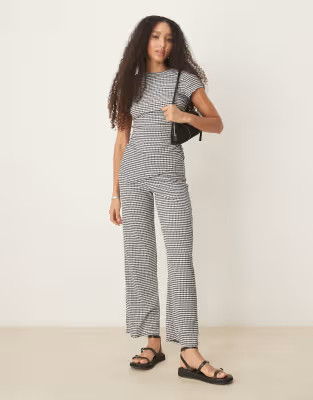 ASOS DESIGN wide leg trouser co-ord in gingham | ASOS | ASOS (Global)