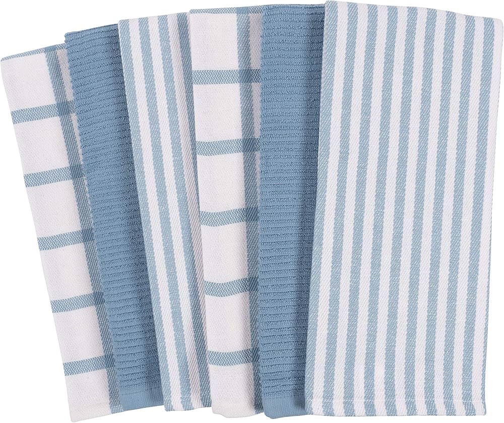 Mixed Flat & Terry Kitchen Towels | Set of 6 18 x 28 Inches | 4 Flat Weave Towels for Cooking and... | Amazon (US)