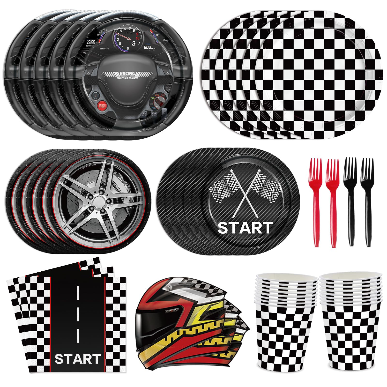 144pcs Race Car Plates Napkins Party Supplies Racing Themed Paper Cups Race Car Birthday Party De... | Amazon (US)