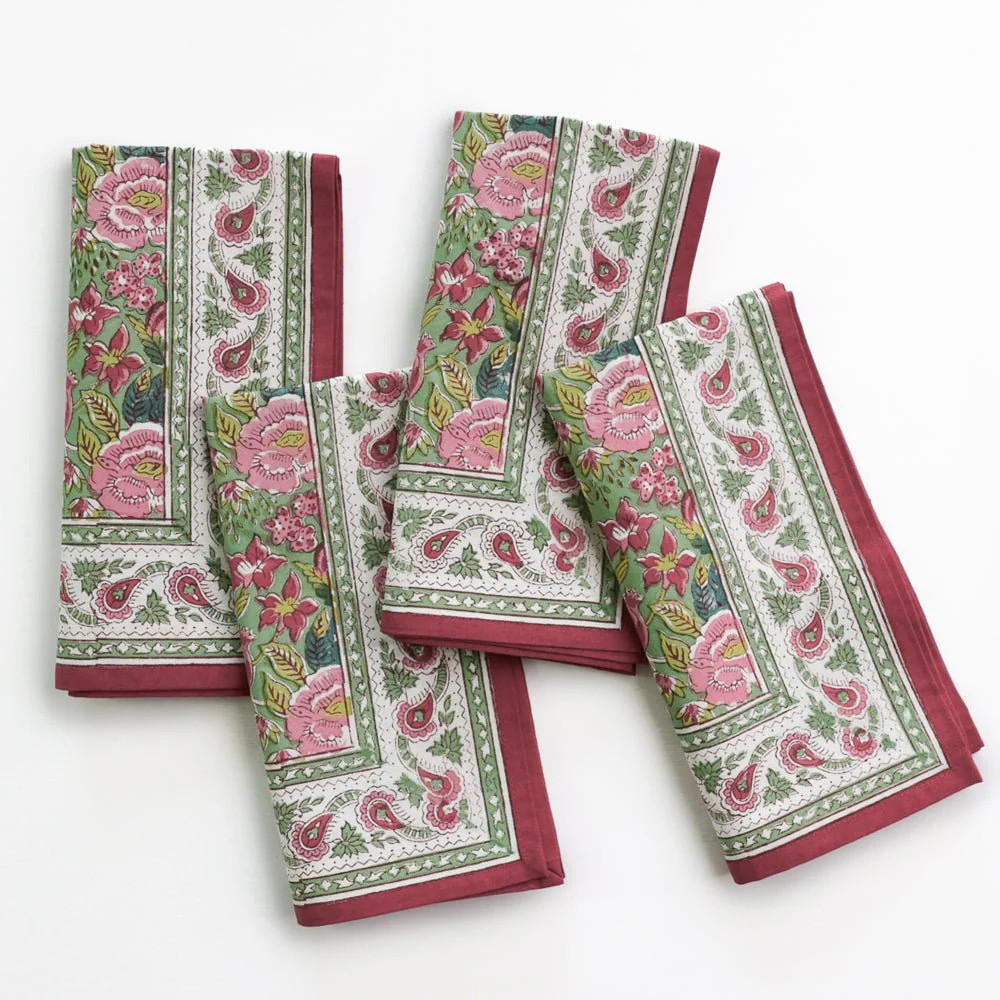 Pomegranate Garden Wine & Rose Napkin | Set of 4 | Pomegranate