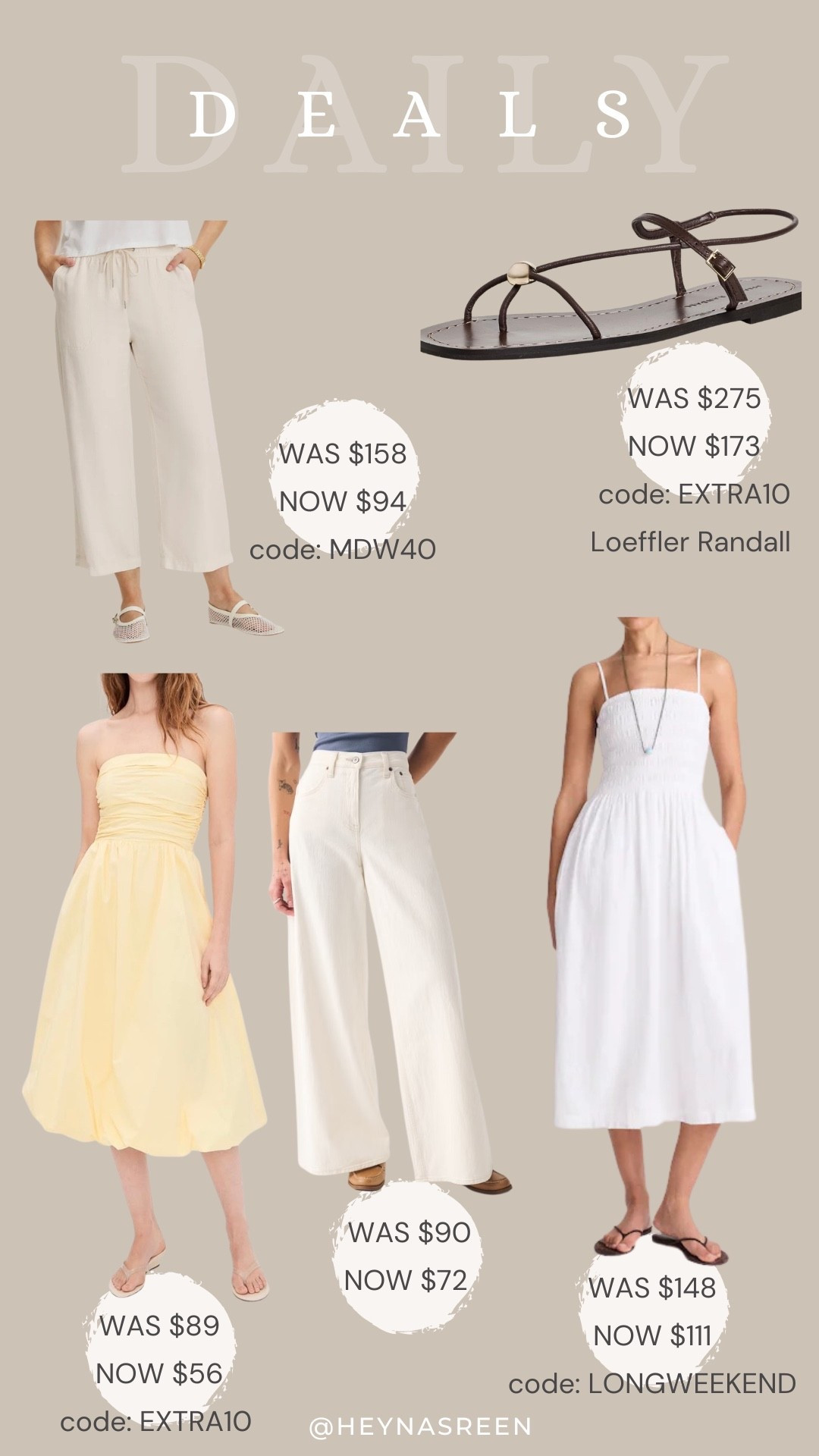 Daily deals on splendid pants, Loeffler Randall sandals, Madewell dress, Abercrombie jeans, WAYF dress