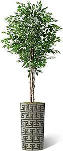 Artificial Tree in Modern Geometric Pattern Planter, Fake Ficus Silk Tree for Indoor and Outdoor ... | Amazon (US)