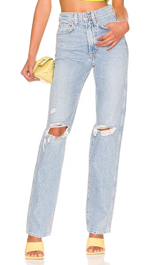 Sara Super High Rise Slim Straight in Red Rock | Revolve Clothing (Global)