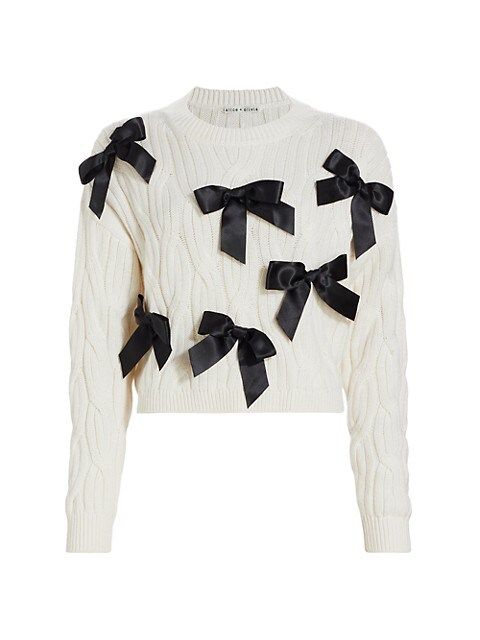 Alice + Olivia Beau Cable-Knit Bow Sweater | Saks Fifth Avenue