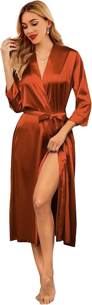 Ekouaer Silk Robes for Women Long Satin Bride Bridesmaid Wedding Party Robes Lightweight Sexy Sle... | Amazon (US)