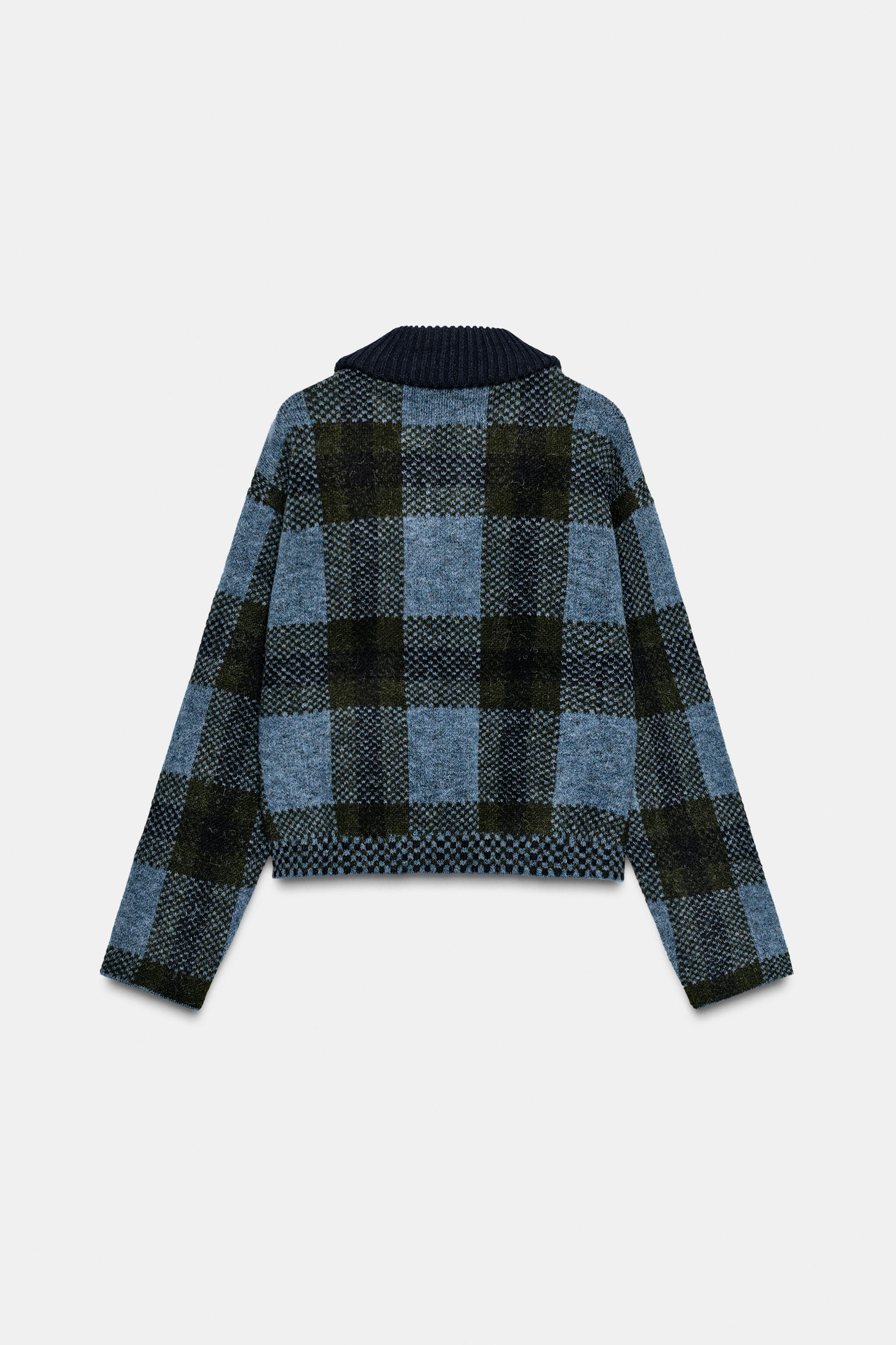 CHECKED KNIT BOMBER JACKET | Zara UK