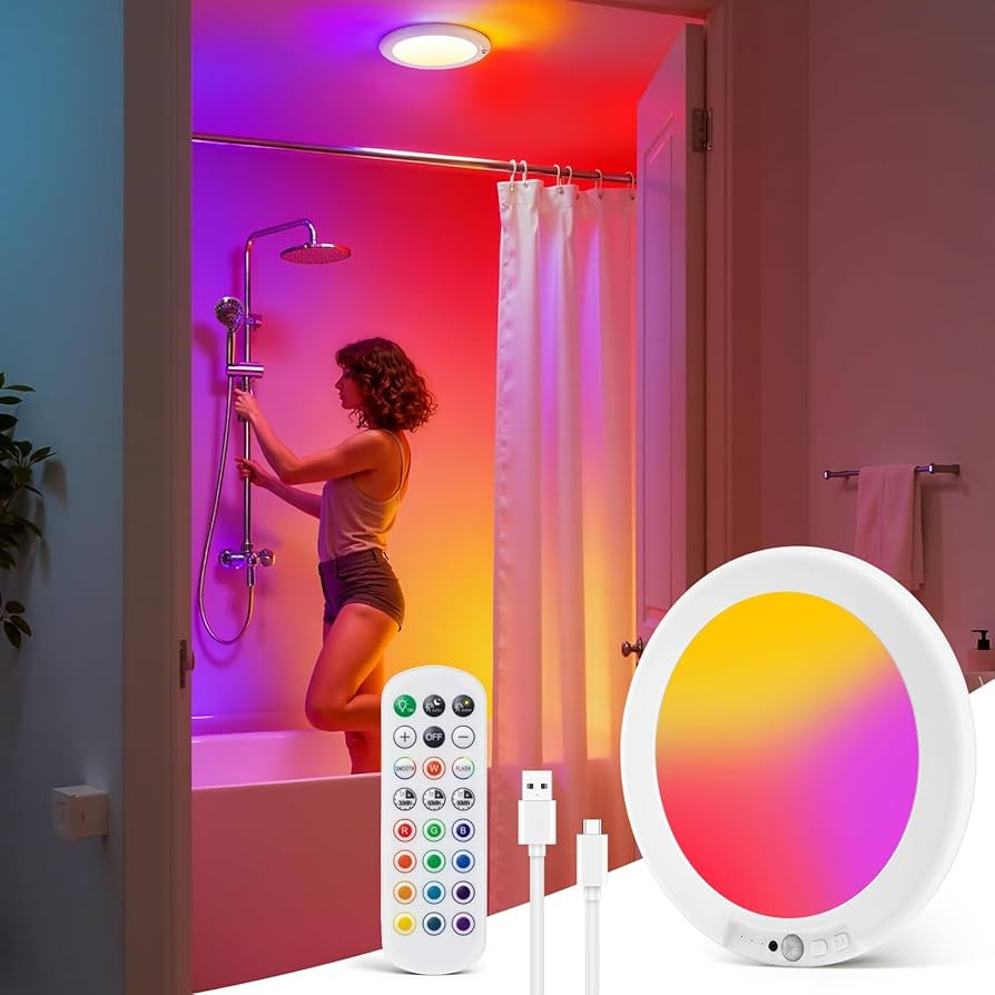 wowatt Rechargeable Shower Light with Remote, RGB Colors Changing & White Light for Shower, Showe... | Amazon (US)
