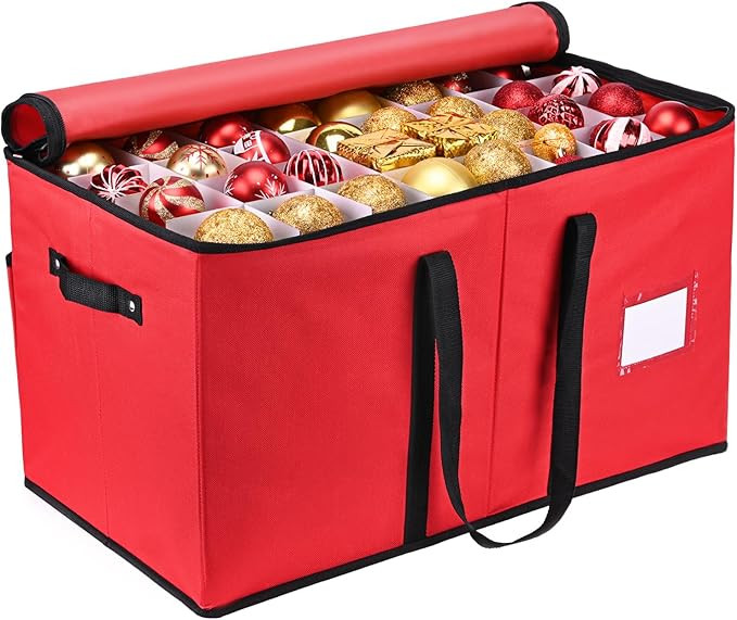 Mrrihand Christmas Ornament Storage Box, Xmas Decoration Organizer with Adjustable Dividers - Sto... | Amazon (US)