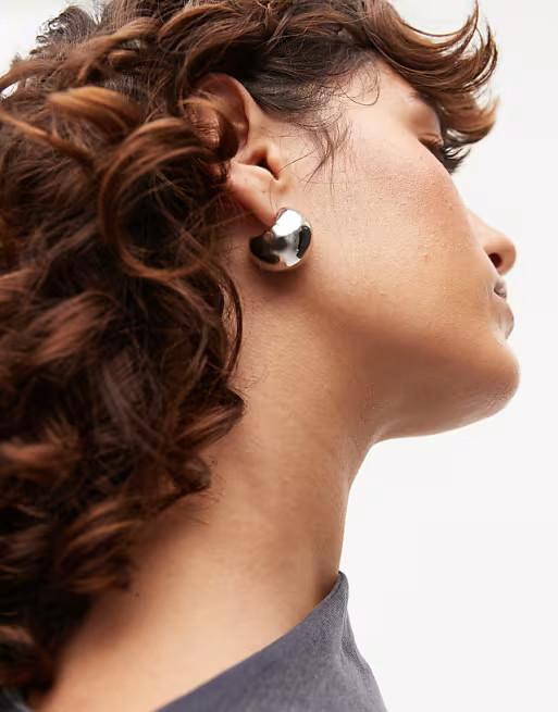 Topshop Sammy waterproof stainless steel dome earrings in silver tone | ASOS | ASOS (Global)