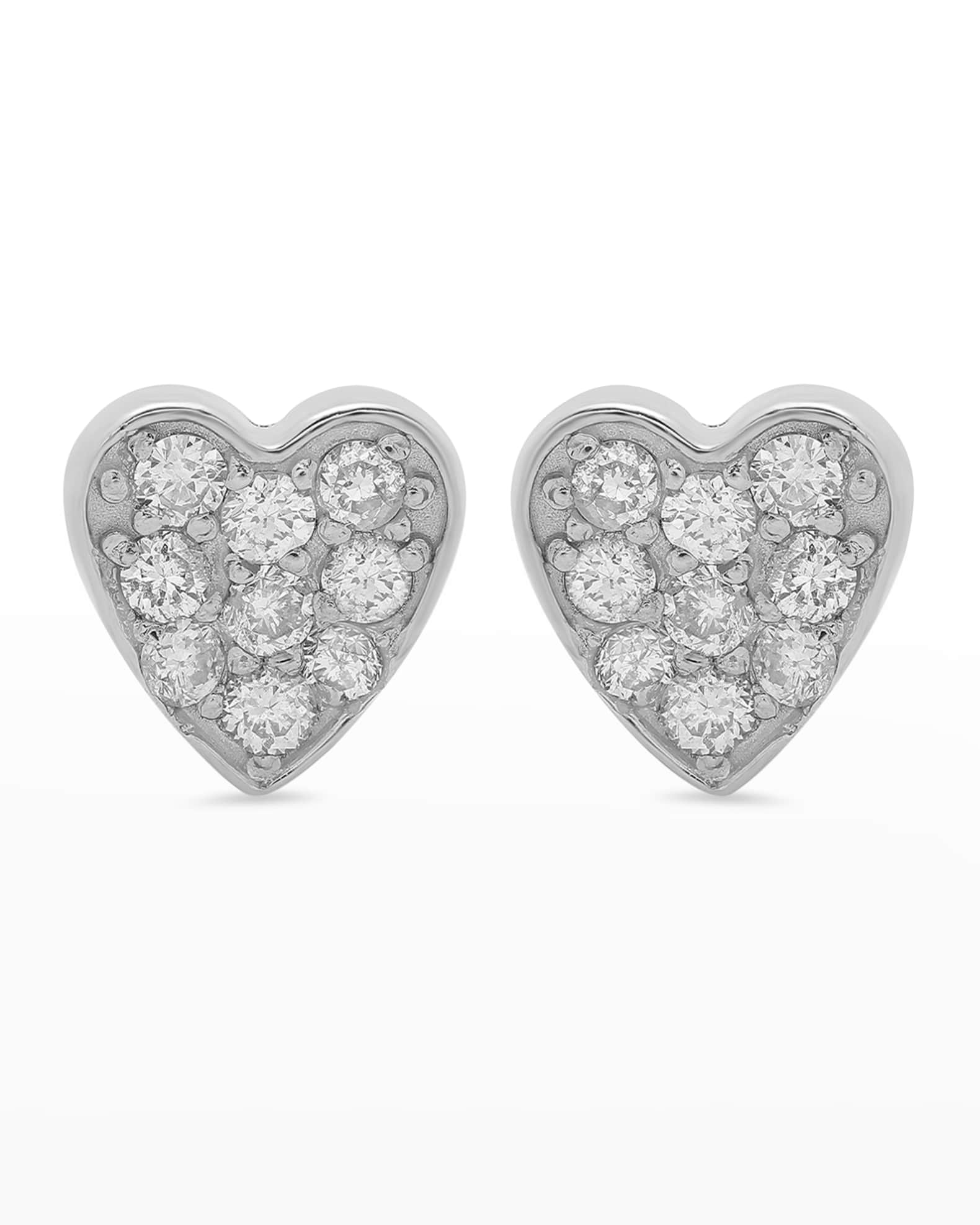 Jennifer Meyer 18k White Gold Diamond Heart Stud Earrings | Neiman Marcus