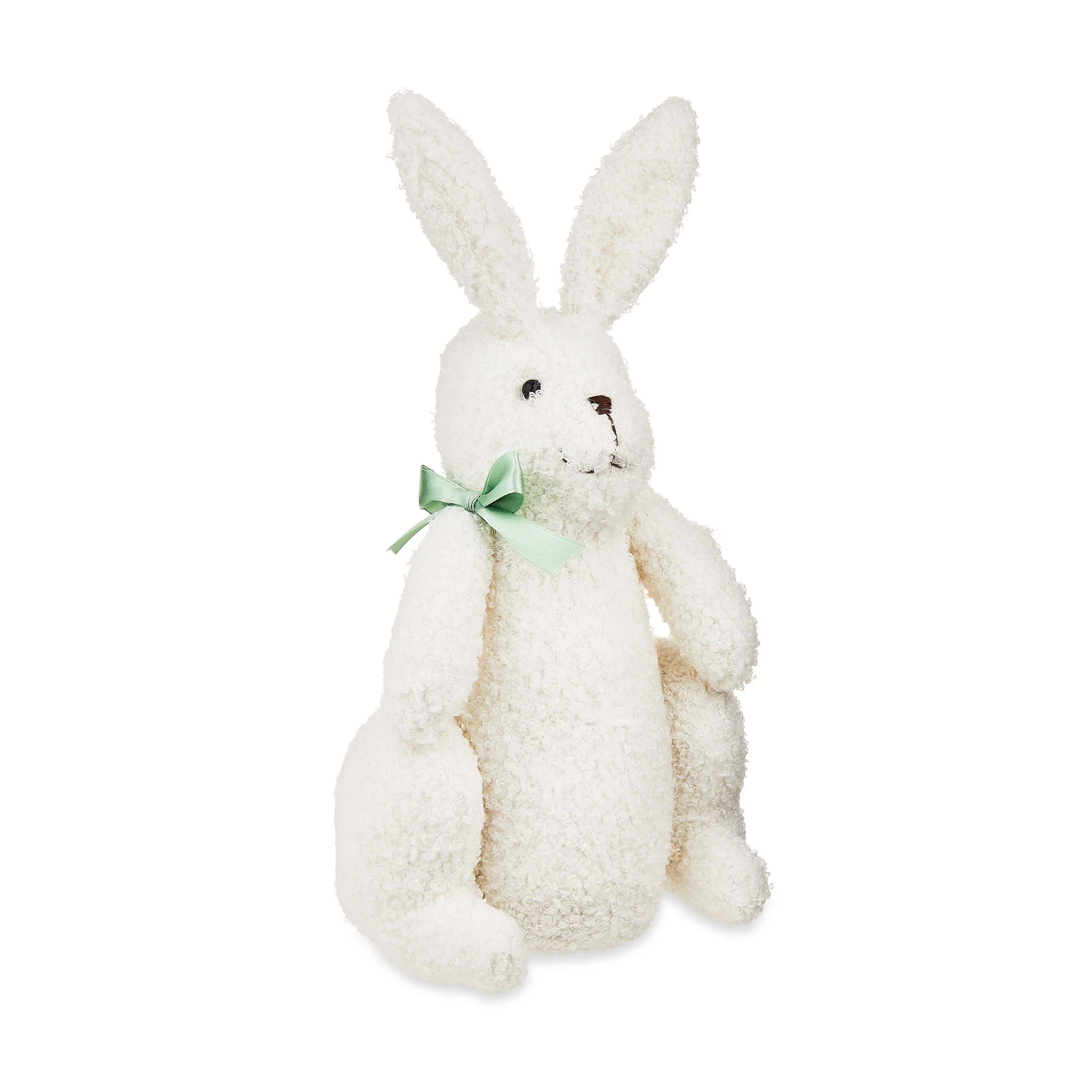 Easter Curly White Bunny Sherpa Tabletop Decoration, by Way To Celebrate | Walmart (US)