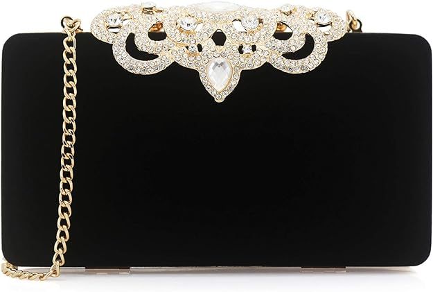 Dexmay Rhinestone Clutch Bag with Crystal Crown Clasp Women Evening Handbag Formal Party Purse | Amazon (US)