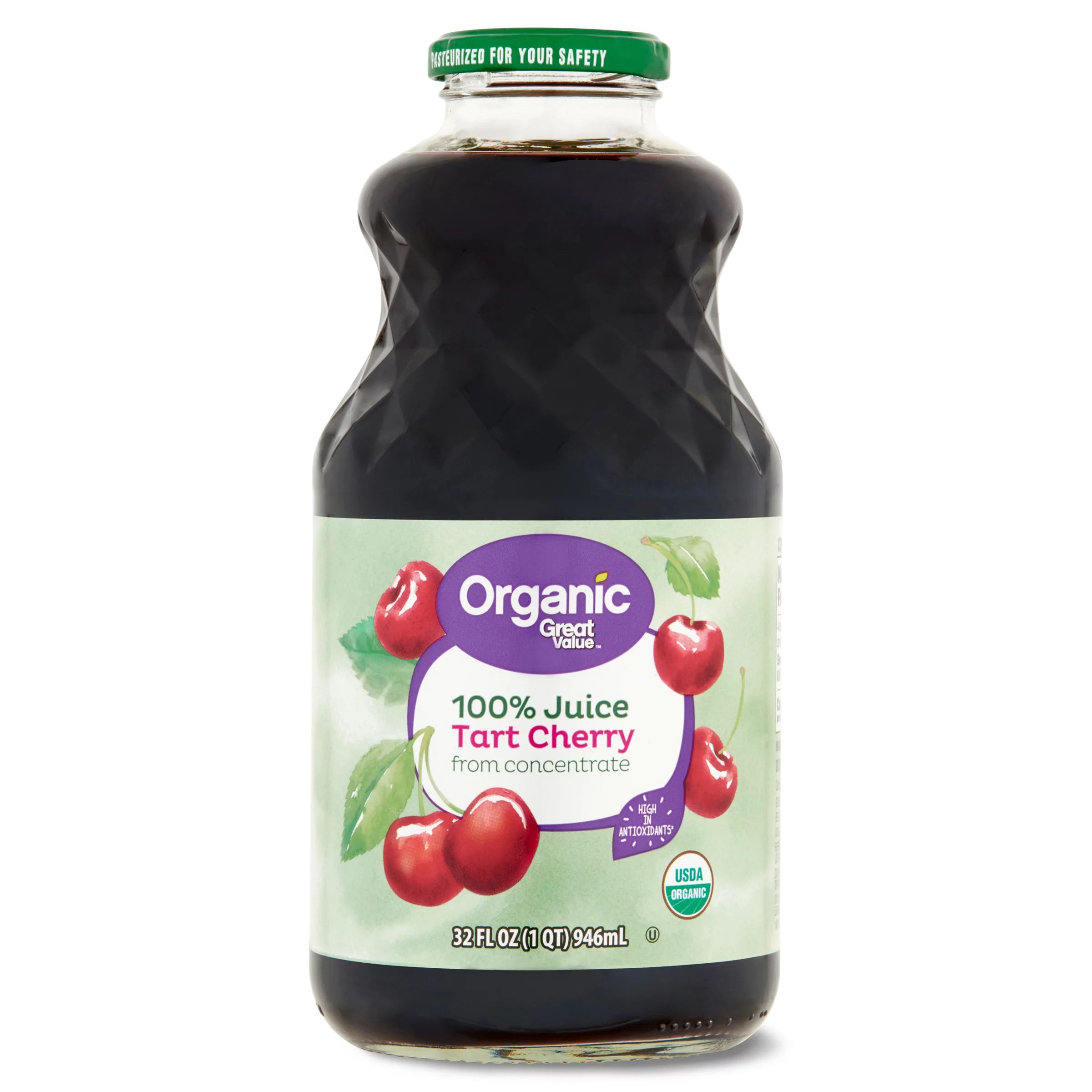 Great Value Organic 100% Tart Cherry Juice, 32 fl oz - Walmart.com | Walmart (US)