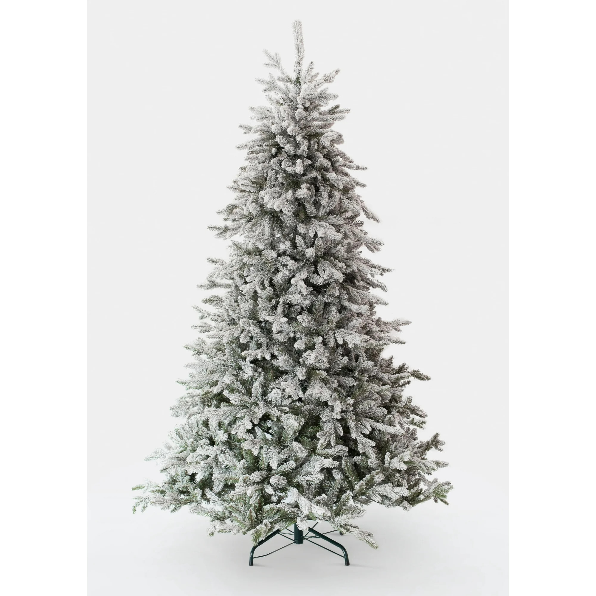 King Of Christmas 7.5ft Snow Flocked Hinged Artificial Christmas Tree Unlit Queen Flock Xmas Tree | Walmart (US)
