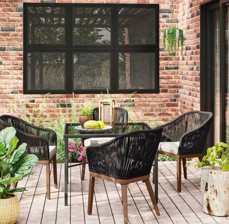 Modern black and wood dining chairs