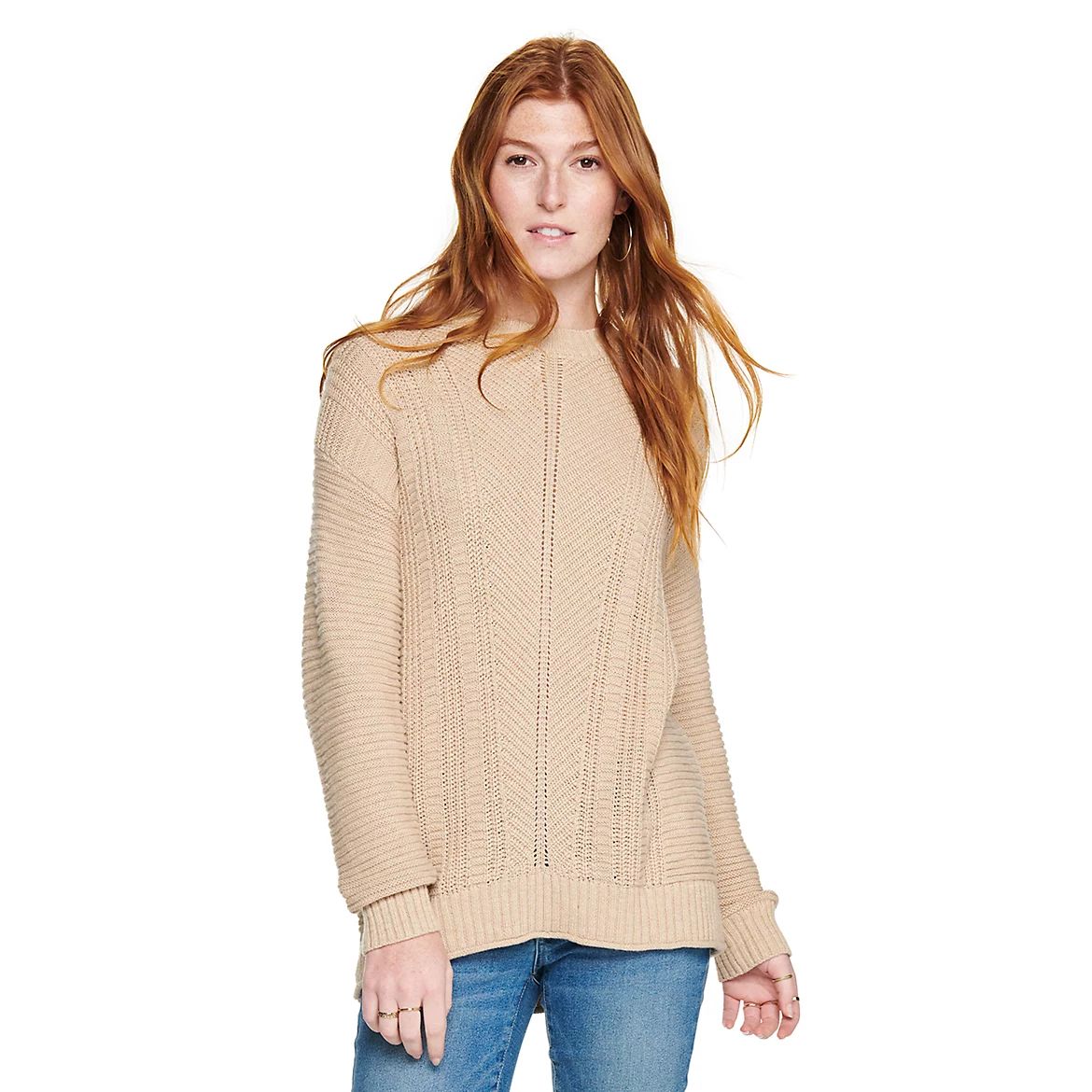 Women's Sonoma Goods For Life® Mixed-Rib Crewneck Drop-Shoulder Sweater | Kohls | Kohl's
