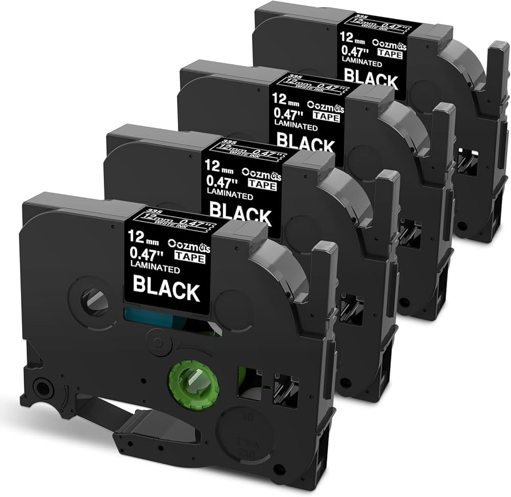Oozmas TZe-335 Black Label Tape Replacement for Brother Label Maker Tape White on Black P-Touch T... | Amazon (US)