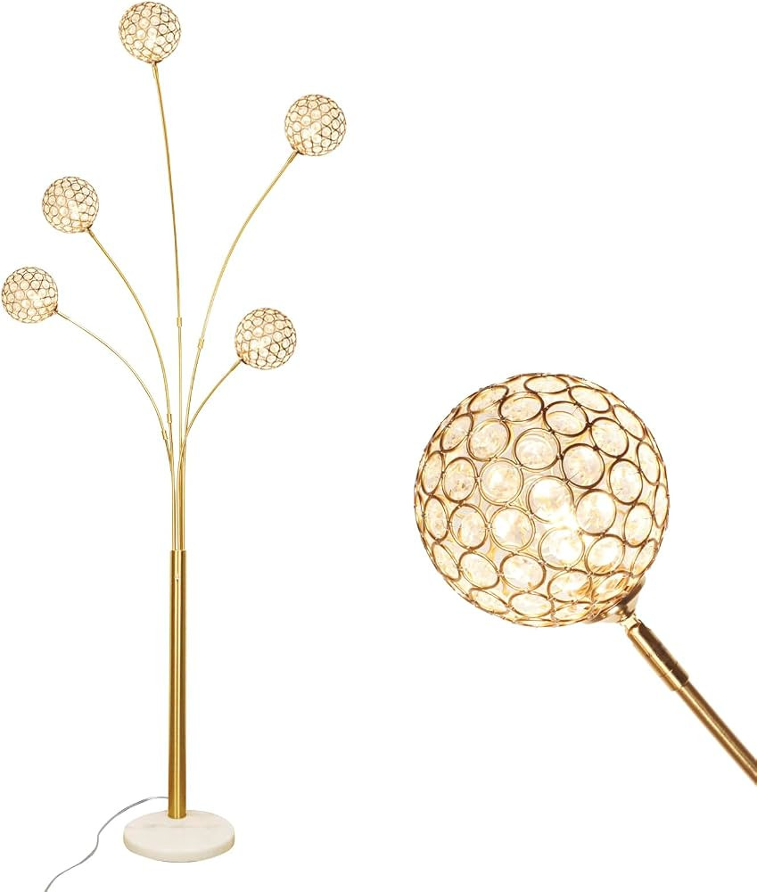 Depuley 5-Light Modern LED Floor Lamp, Adjustable Metal Tall Standing Lamps with Marble Base, Dim... | Amazon (US)