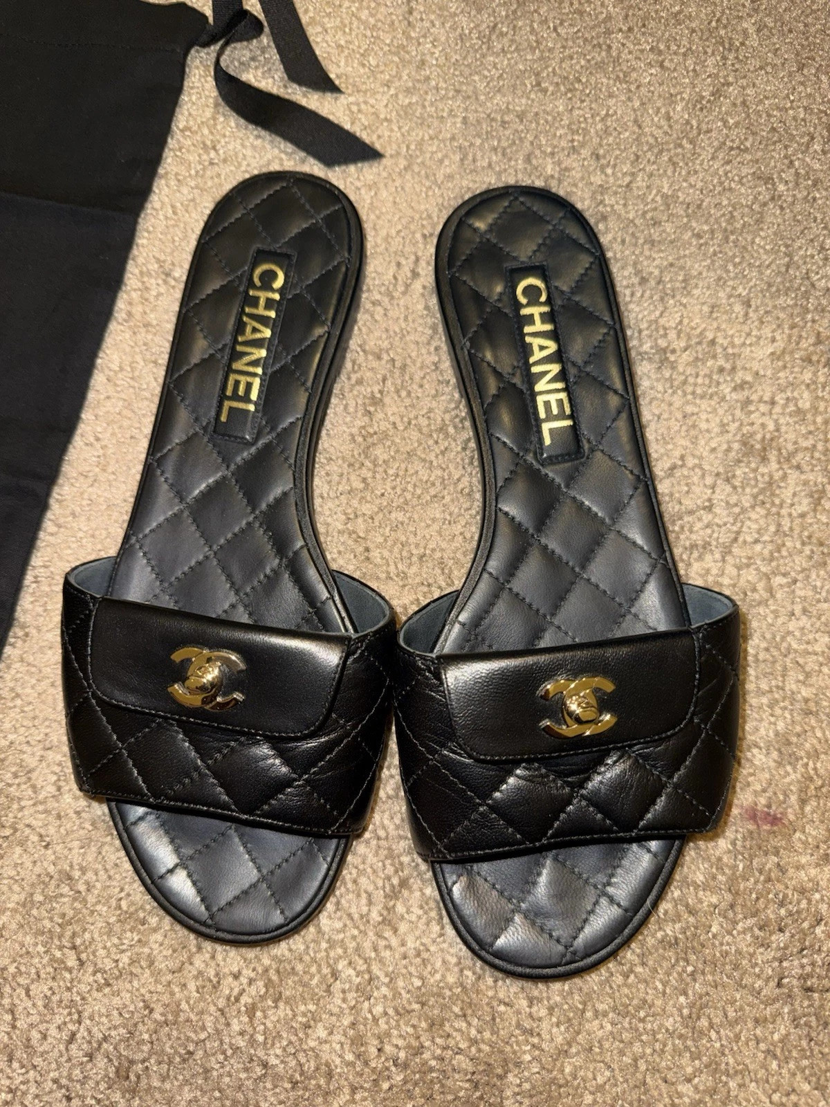 Chanel Turnlock Quilted Leather Sandals Slides Size 38c | eBay | eBay US