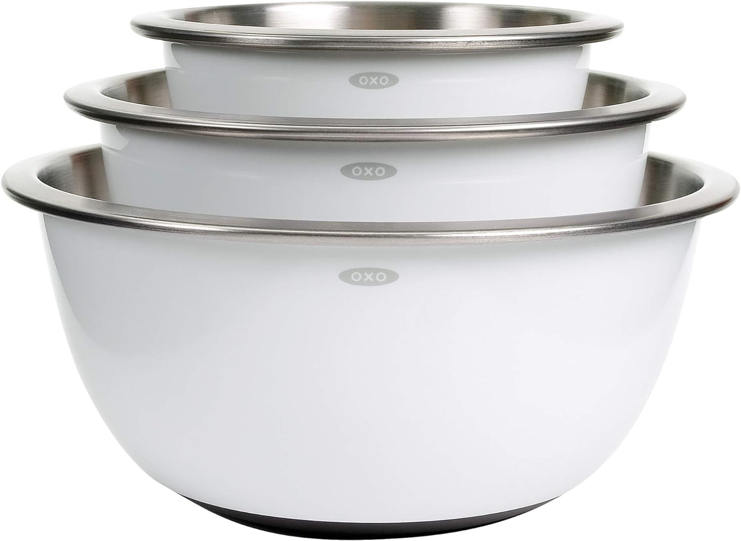 OXO Good Grips 3-Piece Stainless-Steel Mixing Bowl Set, White | Amazon (US)