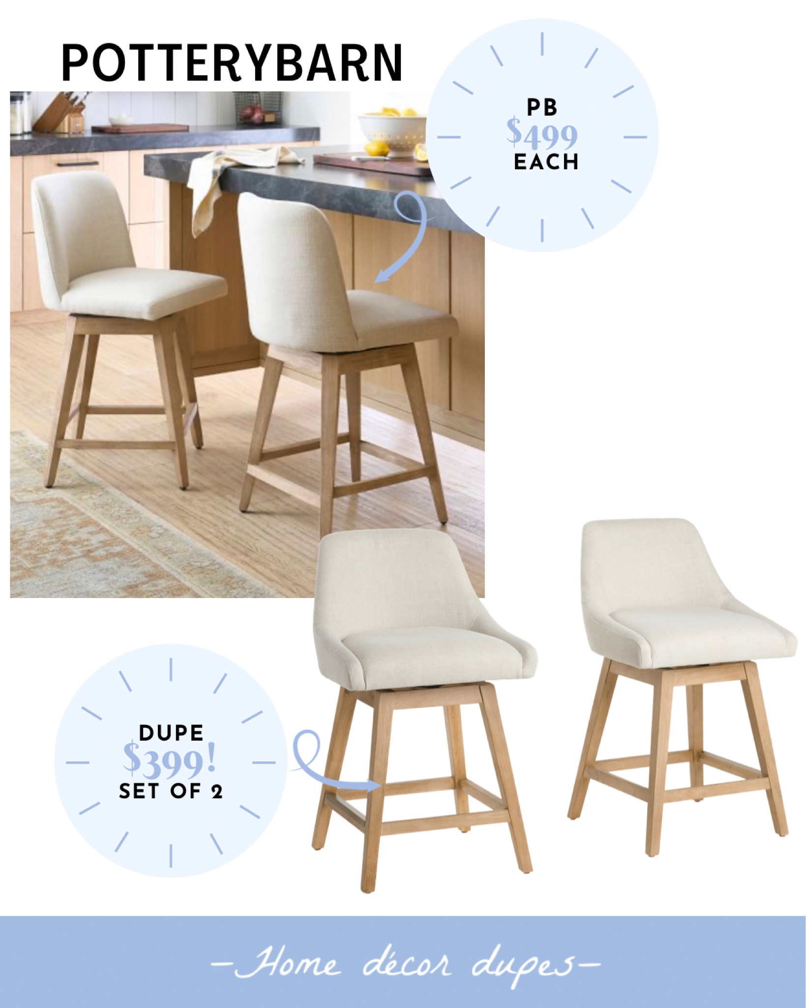 🚨MAJOR new Pottery Barn dupes just added!!! 🚨

These sloped arm swivel counter stools were just added online and are DUPES for PB’s Layton upholstered swivel counter stools that start at $499 but you can snag this new dupe set of two swivel counter stools for just $399 for a set of 2!! Plus don’t forget to use code: SHIP89 for free shipping too!🙌🏻

My guess is these will go fast!! 😭😬🏃🏼‍♀️

#LTKsalealert #LTKfamily #LTKhome