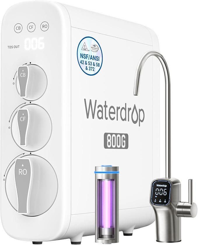 Waterdrop G3P800 Reverse Osmosis Water Filter, 800 GPD, Tankless RO System | Amazon (US)