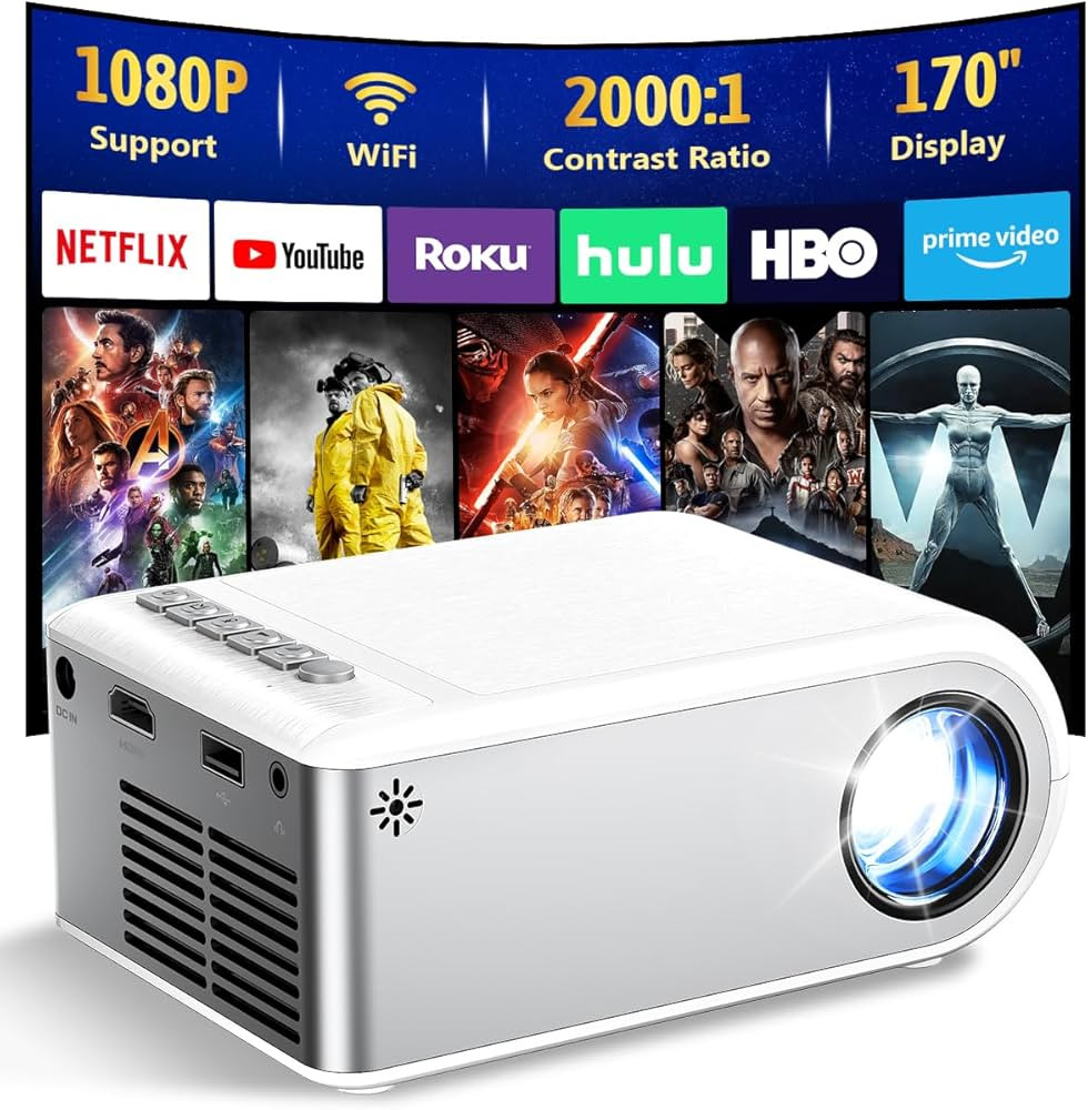 Mini Projector with WiFi and Bluetooth, Outdoor Portable Mini Projector for iPhone Supports 1080P... | Amazon (US)