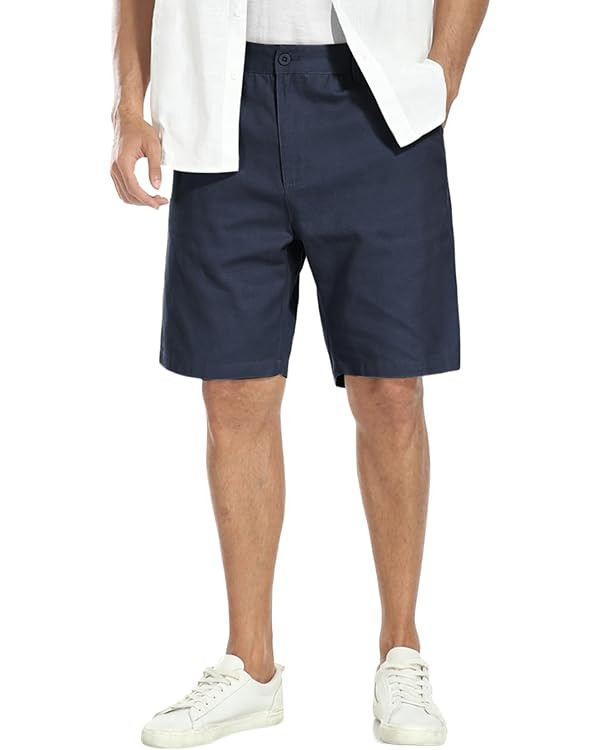 COOFANDY Mens Casual Cotton Short Chino Flat Front Drawstring Shorts with Pocket | Amazon (US)