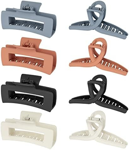 8 PCS Hair Claw Clips Revoici 4 Matte Colors Hair Clips for Women Elegant Shape Claw Clips Large ... | Amazon (US)