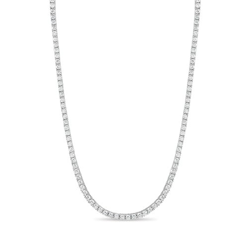 GLD Round Cut Tennis Necklace - 3MM, 16" White Gold-Plated Iced Out Tennis Chain for Men and Women - Designed in Miami - Built to Last | Amazon (US)