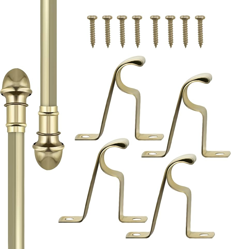 Amazing Drapery Hardware 7/16 Inch Brass Cafe Rods with Brass Ends, Set of 2 (Hardware Included) ... | Amazon (US)