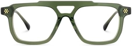 Zeelool Retro Aviator Glasses for Men Chic Acetate Eyeglasses with Clear Lens Mercurio ZJGA726161 | Amazon (US)