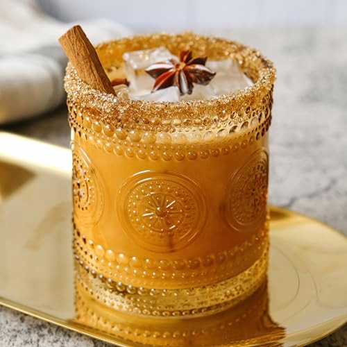 Kate Aspen Hobnail Beaded Floral Amber Drinking Glasses Set of 6, (10 oz) Vintage Glassware Set Cocktail Glass Set, Juice Glass, Water Cups | Great Hostess Gift & Gift for New Home Owners | Amazon (US)