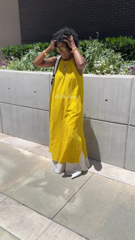 Hello June. Time to rock those maxi dresses.  This one is a good one. Comes in several colors.  Super comfy and soft!! Great for vacation. Wearing a size small! 