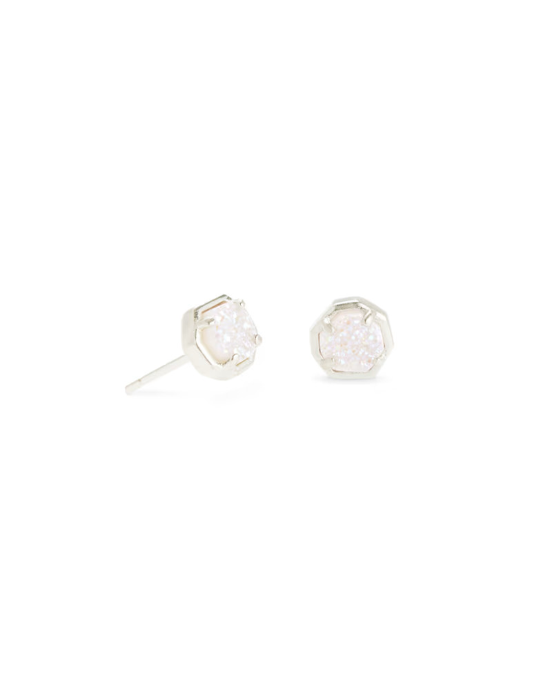 Nola Silver Stud Earrings in Iridescent Drusy | Kendra Scott