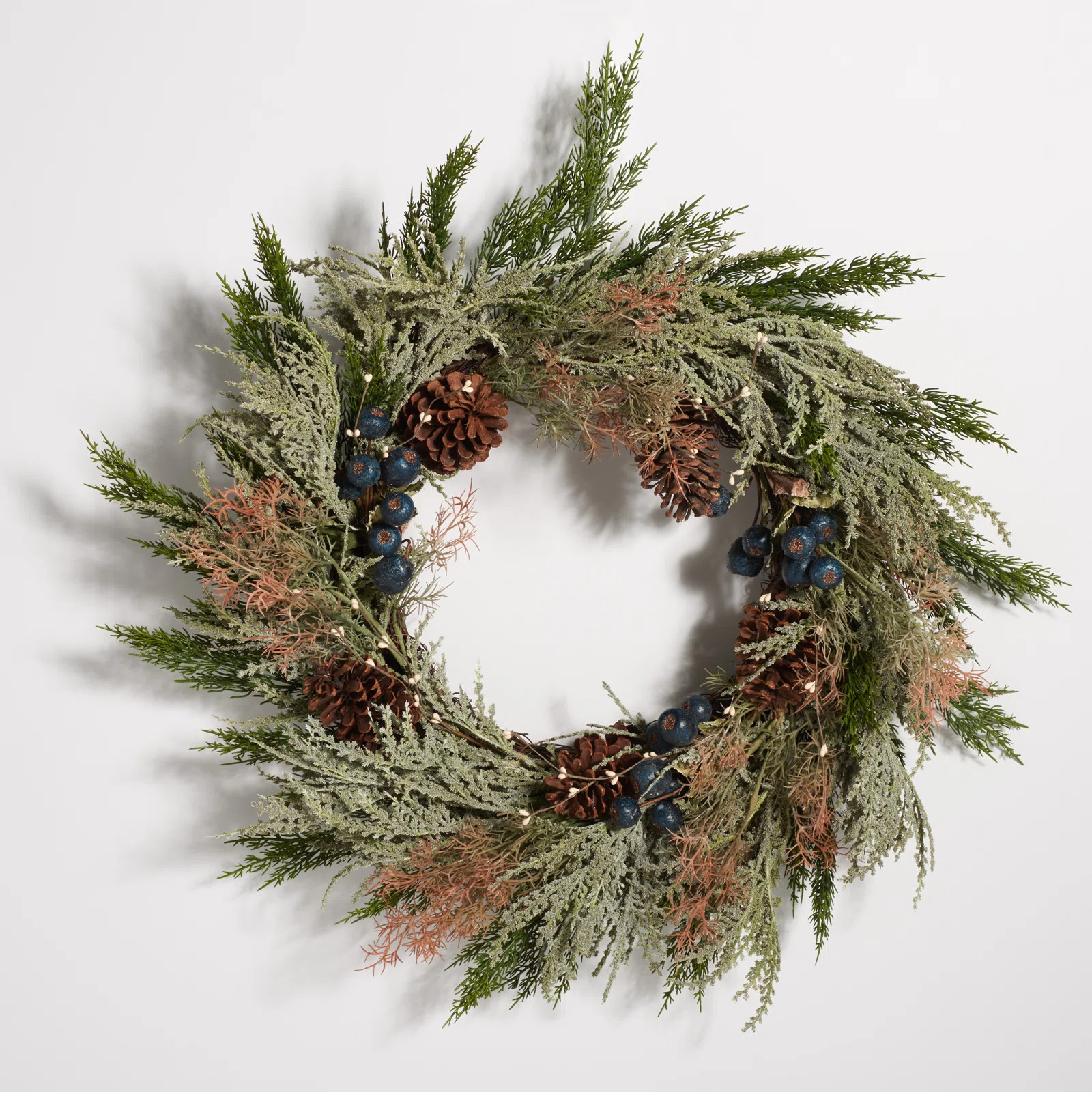 Faux 24 Inch Pine Wreath with Pine Cones & Blueberries | Wayfair North America
