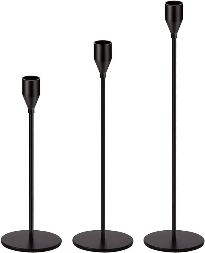 Matte Black Candle Holders Black Candlestick Holders Metal Candle Holder for Wedding, Dinning, Pa... | Amazon (US)