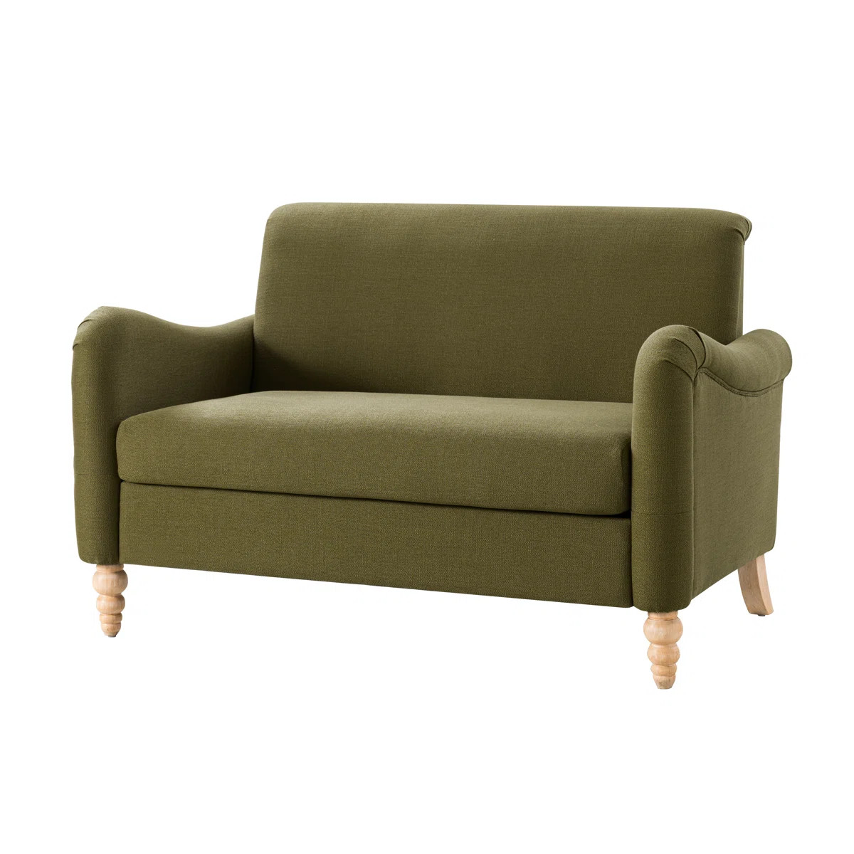 Terren 50.5"W Farmhouse Linen Upholstery Loveseat With Solid Wood Spindle Legs | Wayfair North America