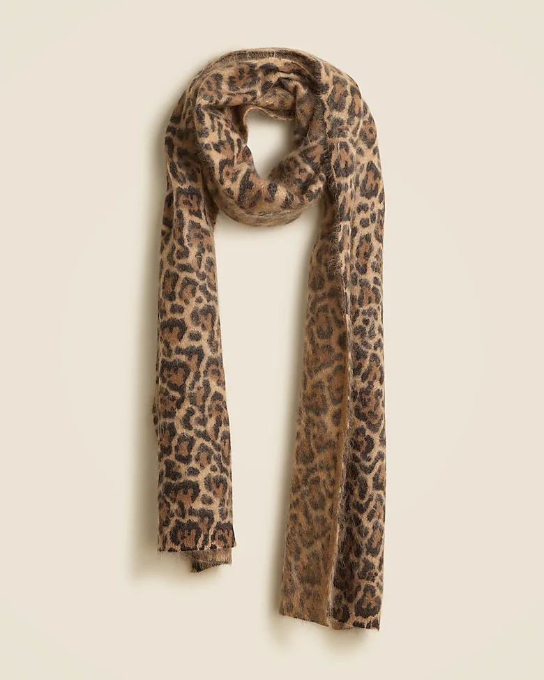 Brushed cashmere scarf in leopard print | J. Crew US