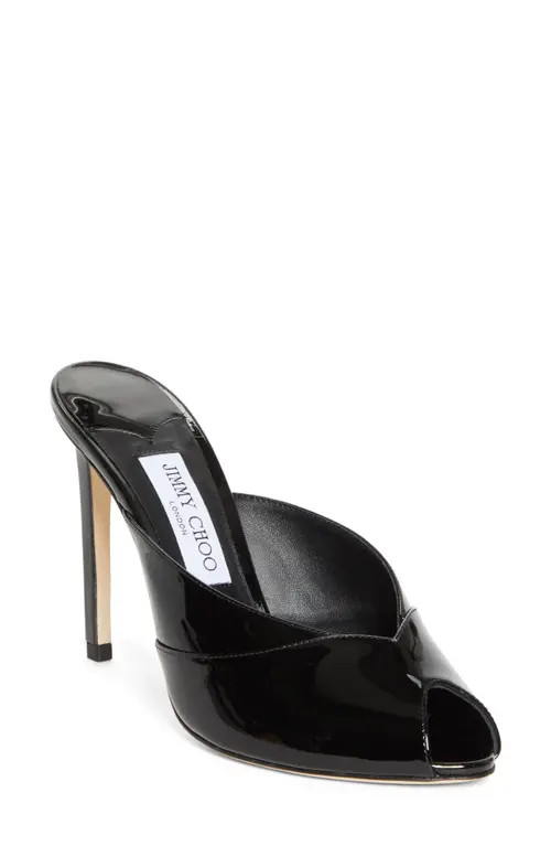 Jimmy Choo Brigitte Peep Toe Mule in Black at Nordstrom, Size 9.5Us | Nordstrom