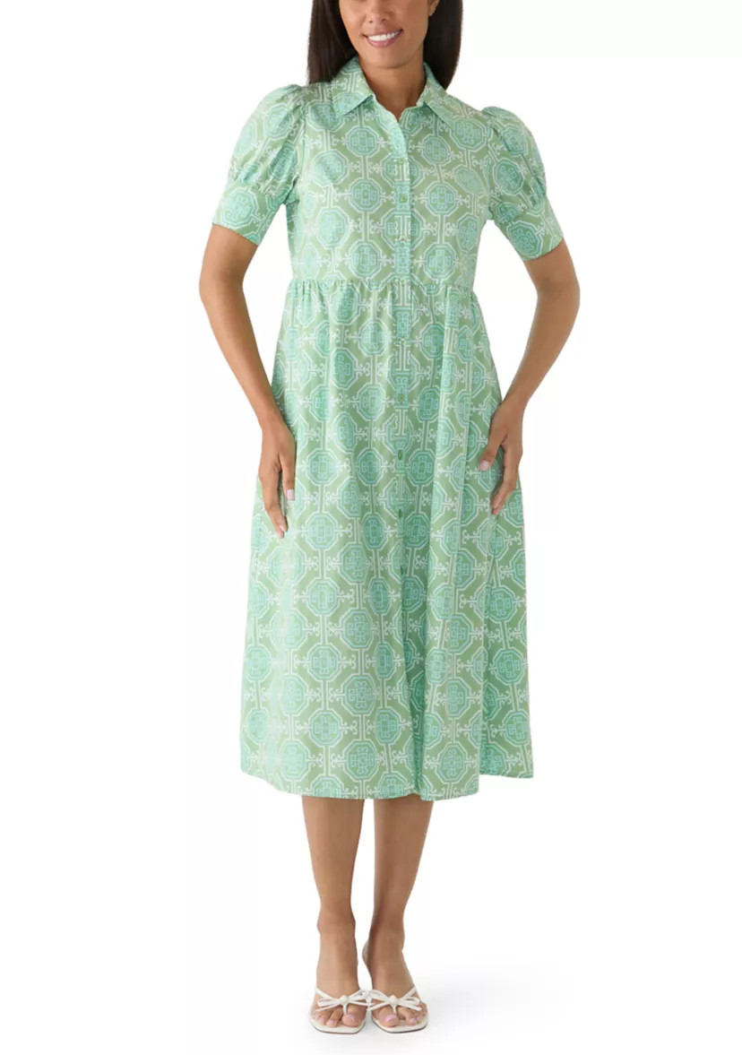 Women's Puff Sleeve Button Front Midi Dress | Belk