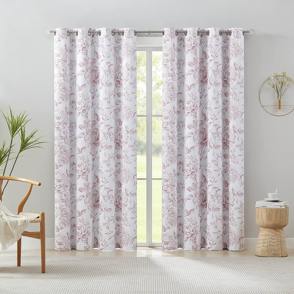 Beauoop Boho Floral Blackout Window Curtain Panels 100% Room Darkening Thermal Insulated Energy S... | Amazon (US)