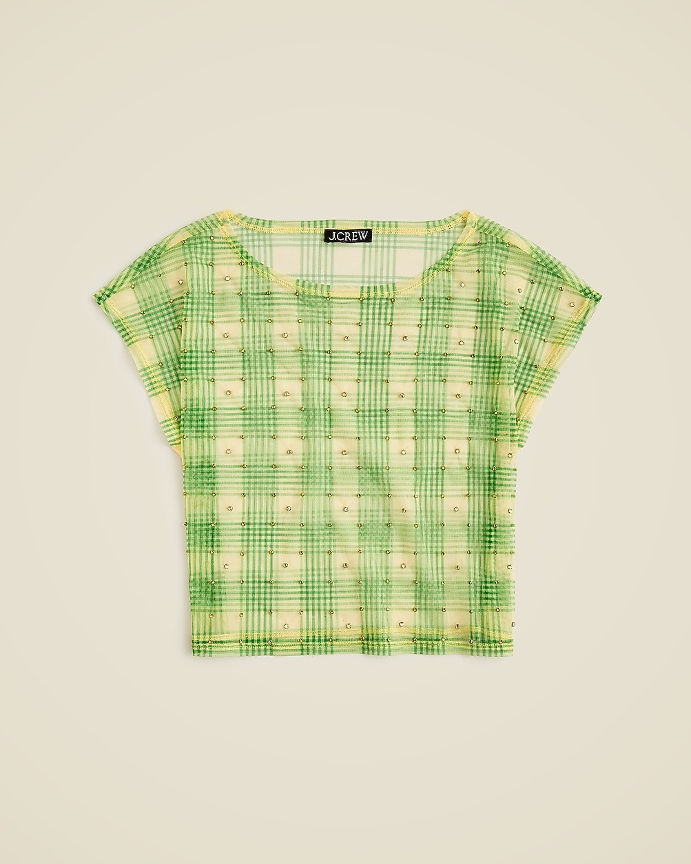 Sheer embellished T-shirt in plaid | J. Crew US