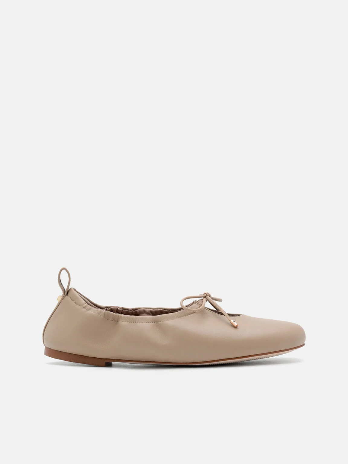 Taupe Leather Bowtie Ballerina Flats | PEDRO | Pedro Shoes