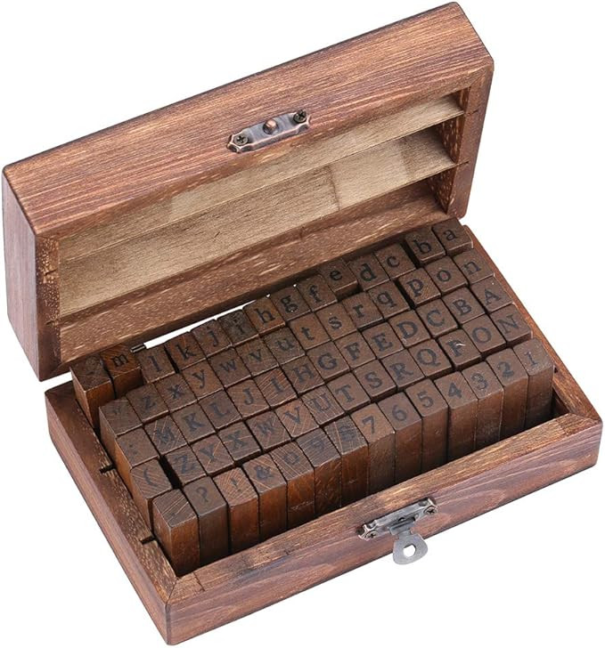 Estone 70pcs/set Wooden Box multipurpose Number Alphabet Letter Wood Rubber Stamp New | Amazon (US)