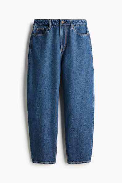 H & M - High Rise Barrel Leg Jeans - Blue | H&M (US + CA)
