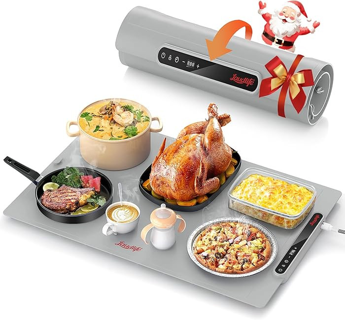 Electric Warming Mat for Food, Roll-Up Silicone Heating Pad with 7 Adjustable Tempmaster Levels, ... | Amazon (US)
